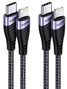 TOPK USB C to Lightning Cable 2-Pack 6ft/2M Nylon Fast Charging Cord - w/ Voucher, Sold By TOPK Direct FBA