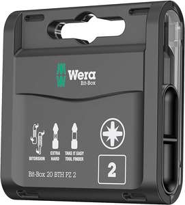 Wera Bit-Box 20 BTH PZ2 BiTorsion Long Life Timber bits for drill/drivers, Pozi 2x25mm, 20pc pack, 05057762001