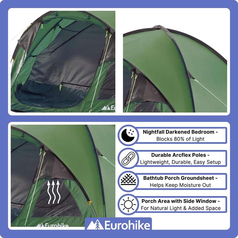 Eurohike Cairns 2 DLX Nightfall Tent with Nightfall Darkened Technology Bedroom,2 Man Tent - Sold/Dispatched by GO Outdoors