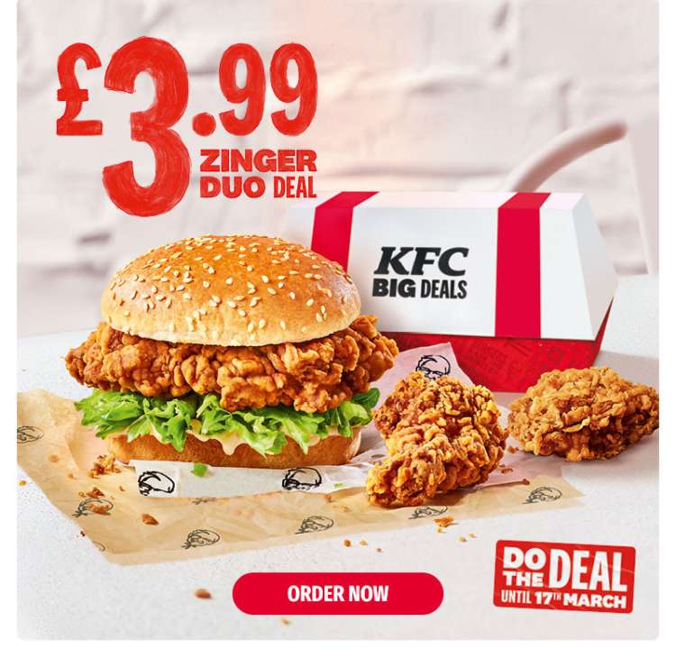 KFC ZINGER DUO DEAL - Zinger Burger & 2 Hot Wings