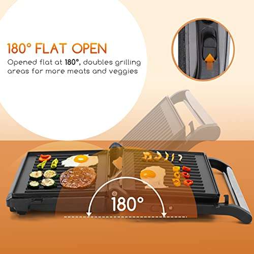 Aigostar Panini Press with removable plates, Electric Indoor Grill