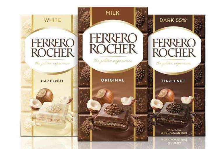 Ferrero Rocher Bar 90g (White & Hazelnut / Milk & Hazelnut / Dark & Hazelnut) are £1.50 @ One Stop