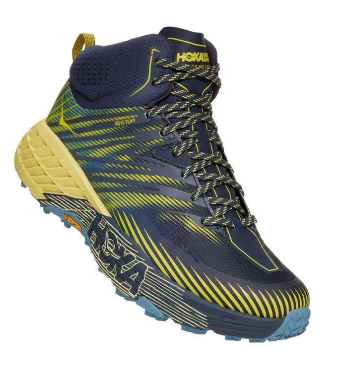 Hoka Speedgoat Mid 2 GORE-TEX Walking Boots (Navy / Blue / Yellow) £79.99 + £4.99 delivery @ SportsShoes