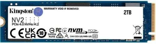 Kingston 2TB NV2 PCIe 4.0 NVMe SSD - £103.03 delivered (UK Mainland) with code @ ebuyer_uk_ltd / eBay