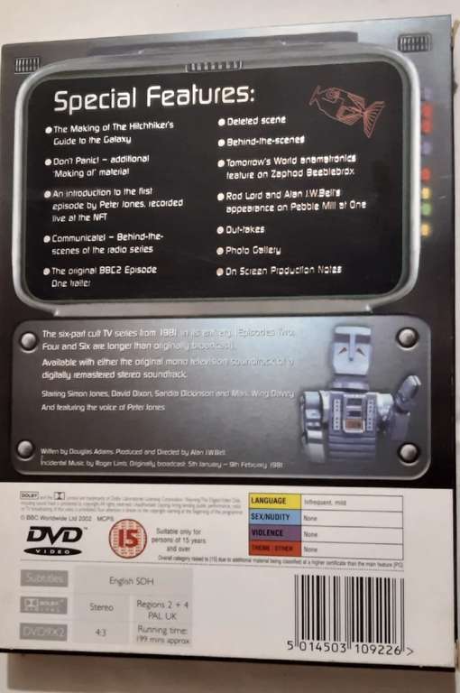 Used: The Hitchhiker's Guide to the Galaxy 1981 DVD With Code