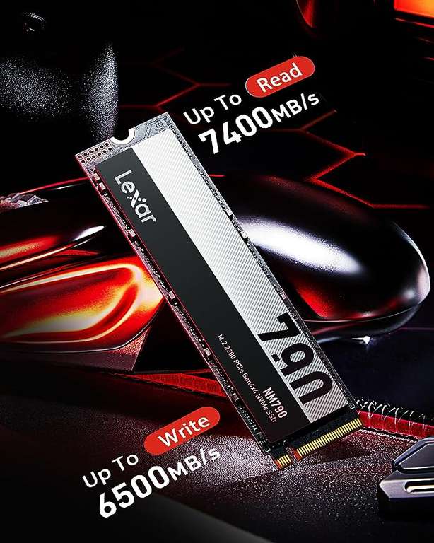 Lexar NM790 2TB M.2 2280 PCIe Gen4x4 NVMe MLC (SLC Cache) 7400mb/s Read, 6500mb/s Write 1500TBW SSD (PS5 Full Speed)