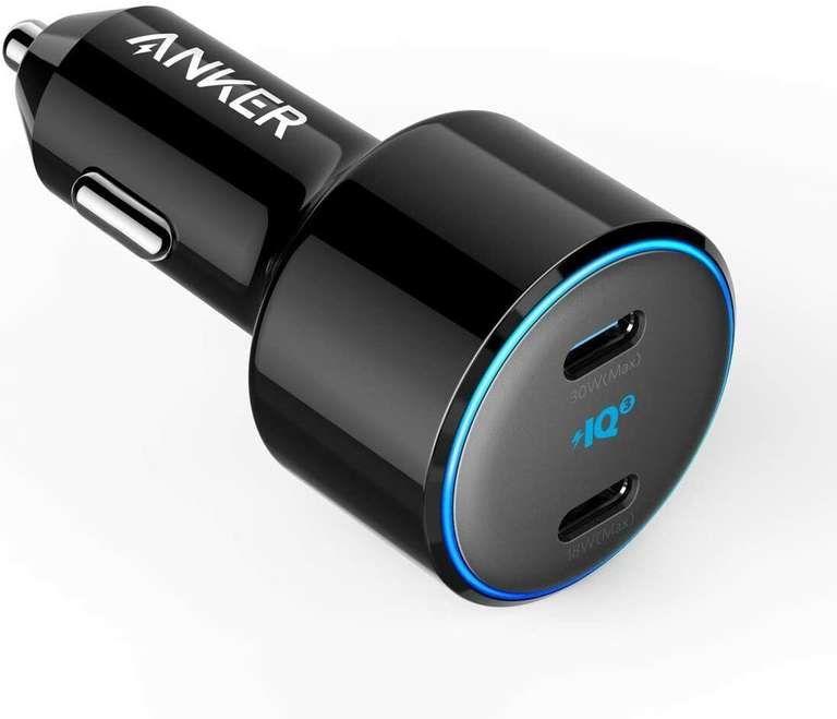 Anker Fast Car Charger USB C Dual Ports PowerIQ 3.0 for iPhone/ Samsung/Pixel UK - w/Code, Sold By Anker Official Shop