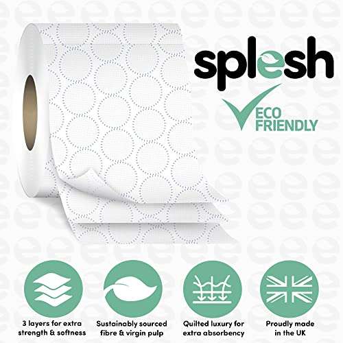 Splesh by Cusheen Toilet Roll Bulk Buy - Eco-Friendly, Soft & Quilted 3-Ply Toilet Roll 72 Rolls £24.50 Sold by Cusheen @ Amazon