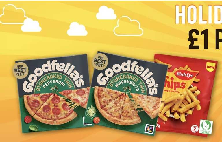 2 x Goodfellas Stonebaked Thin or Deepan Pizzas (334g to 421g) + 1 x Birds Eye Potato Waffles Fries 500g (online)