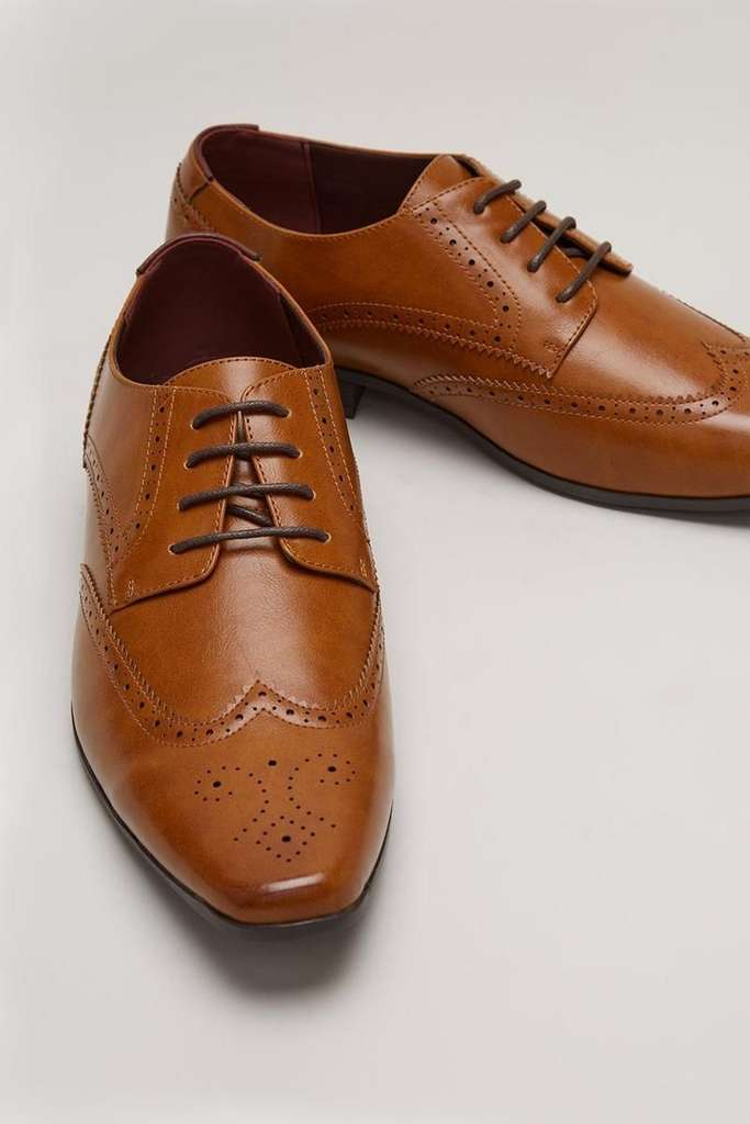 Tan Leather Look Brogue Shoes £15 with 