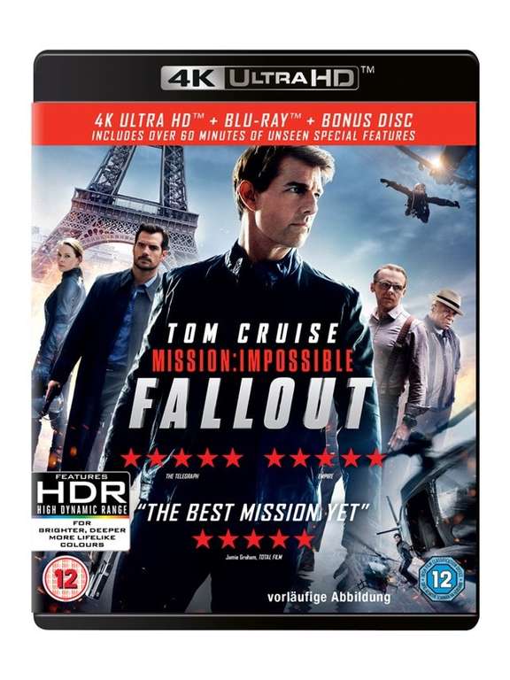 Mission Impossible:Fallout 4k Blu Ray with code Free Click & Collect