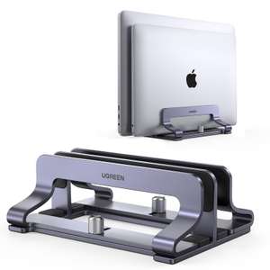 Prime Exclusive: UGREEN Dual-Slot Aluminium Vertical Adjustable Laptop Stand/Holder with code - sold by Ugreen Group Ltd UK FBA