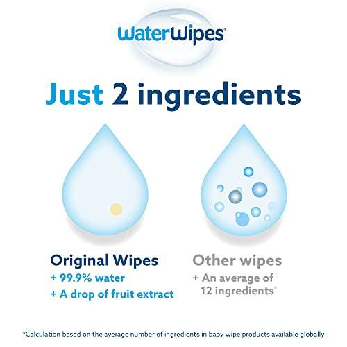 WaterWipes Original Plastic Free Baby Wipes, 360 Count (6 packs), £10 or £9.50 Subscribe and Save @ Amazon