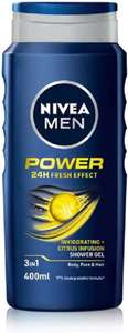 Nivea Men Power Fresh Shower Gel (400ml, Pack of 6) Body Wash with Aloe Vera - £8.94 or s/s £7.16 or less with 10% voucher @ Amazon