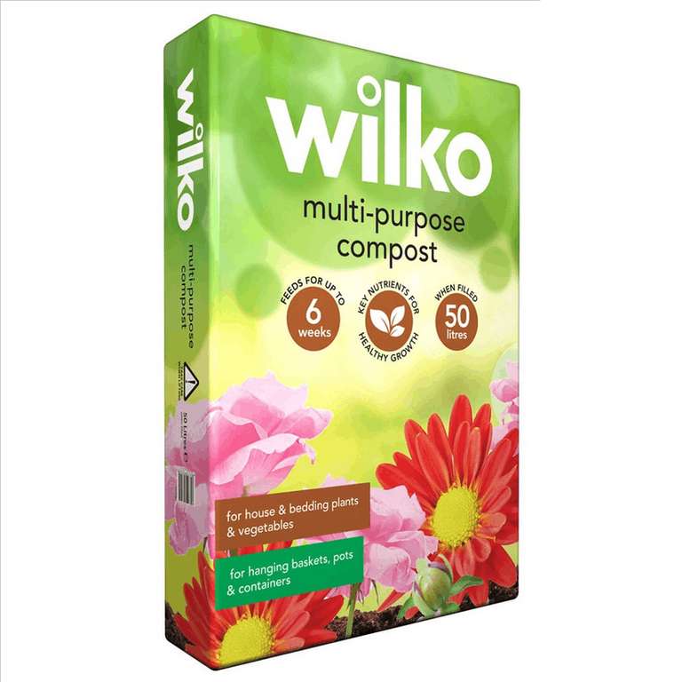 Wilko Multi Purpose Compost 50L, 3 bags for £9 Free Click & Collect @ Wilko