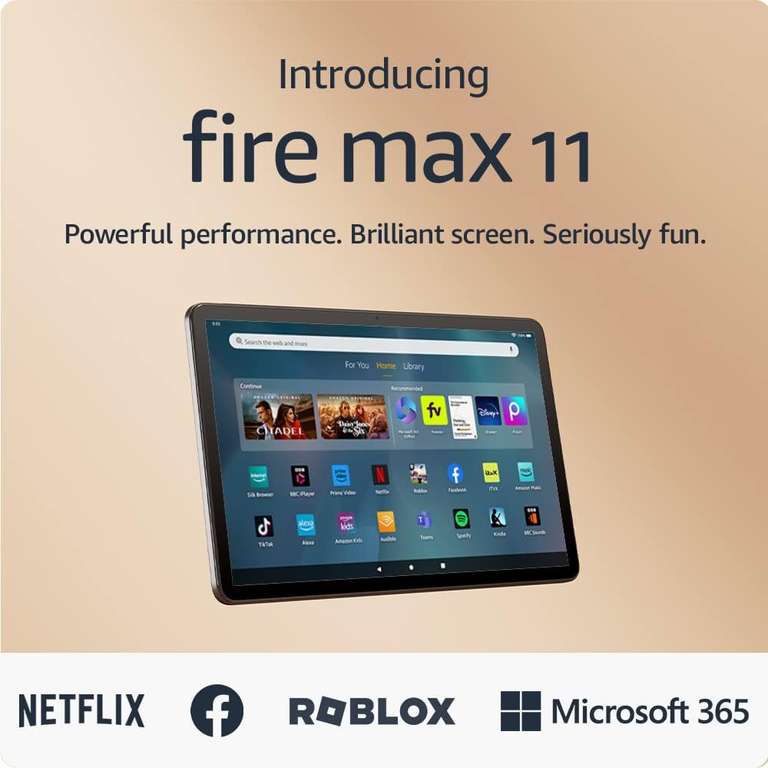 Amazon Fire Max 11 tablet, vivid 11" display, octa-core processor, 4 GB RAM, 14-hr battery life, 64 GB, Grey, without Ads - £149.99 @ Amazon