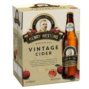 Westons vintage cider 8.2% 500ml x 6 bottles for £8 at Sainsbury's