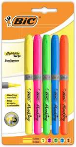 BiC Highlighter Grip, Highlighter Pens with Chisel Tip, Long-lasting, assorted Colours, Pack of 5 £1.75 @ Amazon