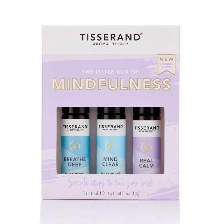 Tisserand Aromatherapy -The Little Box of Mindfulness-Breathe Deep,Mind Clear,Real Calm-100% Natural Pure Essential Oils-3x10ml/£8.46S&S