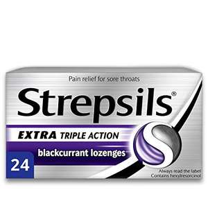 Strepsils Extra Triple Action Blackcurrant Lozenges For Sore Throat, Pack Of 24 - £3.25 (£3.09 or £2.76 Sub & Save) @ Amazon