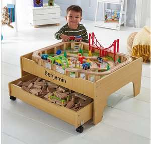 Personalised 2-in-1 Reversible Pine City and Train Table Set £54.99 Delivered From Studio