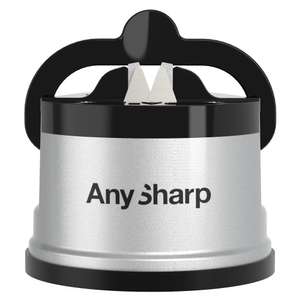AnySharp Knife Sharpener, Hands-Free Safety, PowerGrip Suction, Silver