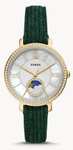 Jacqueline Sun Moon Multifunction Green Leather Watch £64 @ Fossil