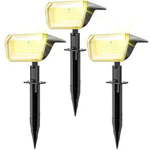 3 pack Linkind Solar Garden Spotlights,Dusk-to-Dawn 3000K with voucher and checkout discount, LINKIND-EU FBA
