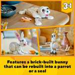 LEGO 31133 Creator 3in1 White Rabbit Animal Toy Building Set, Bunny to Seal and Parrot Figures, Bricks Construction