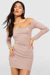 Basic Ribbed Bardot Long Sleeve Bodycon Dress £5.40 with Free Delivery code Sold & delivered by boohoo @ Debenhams