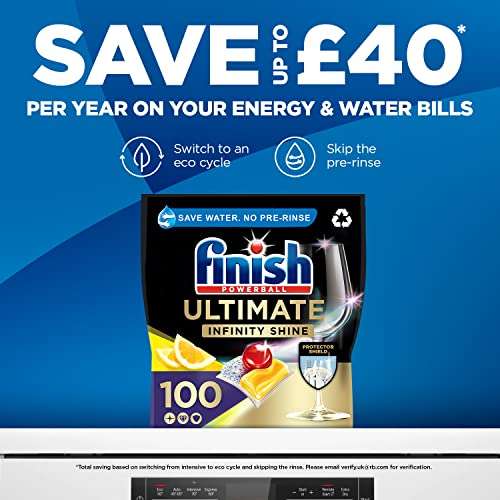 Finish Ultimate (infinity shine) 80 pack - £11.05 / £9.95 Subscribe & Save + 25% Voucher on 1st S&S @ Amazon
