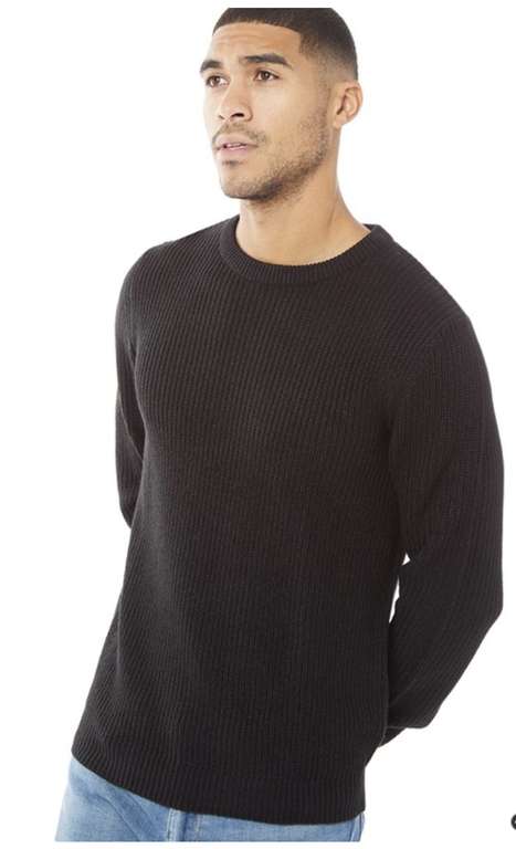 JACK AND JONES Mens Angus Knitted Crew Neck Jumper Black sizes XS, S, M &L