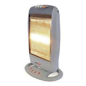 STAYWARM 1200w 3 Bar Compact Halogen Heater with 3 Heat Settings / 90 Degree Oscillation / Safety Tip-over Switch / Carry Handle