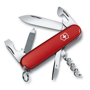 Victorinox Sportsman Swiss Army Knife, Medium, Multi Tool, Camping Knife, 13 Functions, Large Blade, Bottle Opener, Red