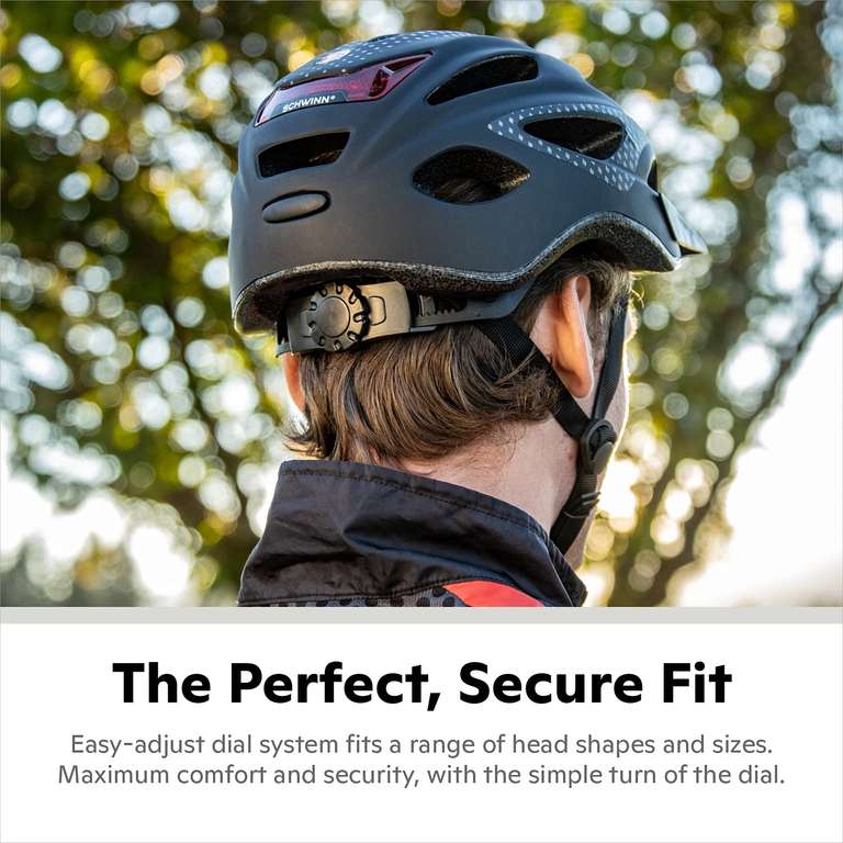 Schwinn Beam LED Lighted Adult Bike Helmet, Reflective Design for Cycling Safety, Lightweight Mircoshell, Dial-Fit Adjustment, 58-62cm