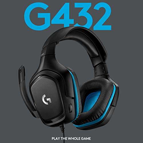 Logitech G432 Wired Gaming Headset 7.1 Surround Sound DTS HeadphoneX 2.0 50 mm Audio Drivers USB - £39.99 @ Amazon