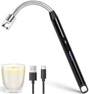 Electric Lighter, USB Rechargeable, LED Battery Display, Long Flexible Neck - with 20% voucher - Sold by Qliver-UK FBA