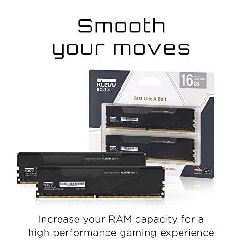 KLEVV BOLT X 16GB kit (8GB x2) 3600 MHz Gaming Memory DDR4 RAM - £36.48 @ Amazon