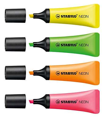 Highlighter - STABILO NEON - Box of 10 - 4 Assorted Colours - £1.19 @ Amazon