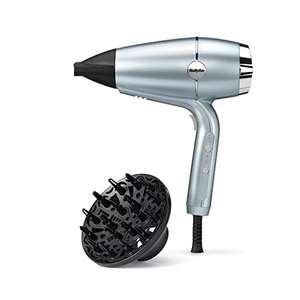 BaByliss 2100 Hydro-Fusion Hair Dryer, Smooth Blow-Dry, Ionic Anti Frizz, nozzle and curl diffuser