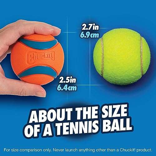 ChuckIt! Ultra Ball Dog Toy, Durable High Bounce Floating Rubber Dog Ball, Launcher Compatible Toy For Dogs, Medium (Pack of 2)