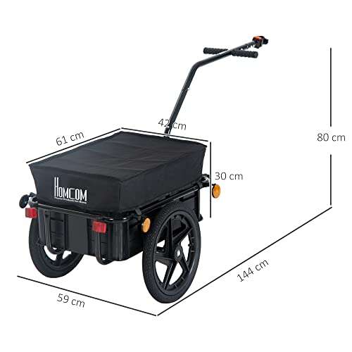 HOMCOM Bicycle Trailer Cargo Jogger Luggage Storage Stroller with Towing Bar - Black - Sold/Dispatches from MHSTAR
