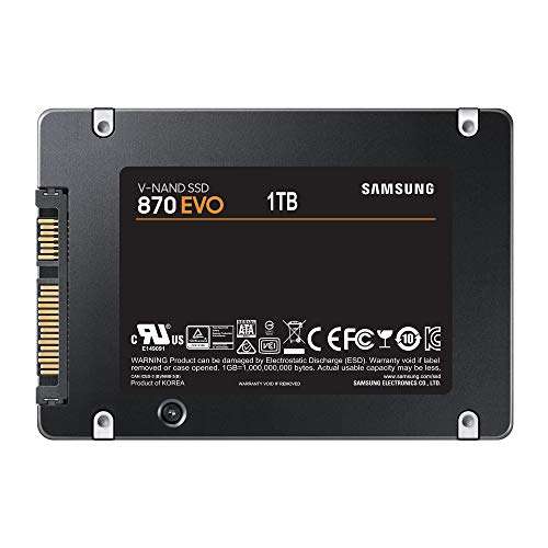 Samsung 1TB 870 EVO SATA 2.5" SSD, Intelligent Turbo Write, Magician 6 Software, Black (Internal SSD) £50.40 @ Amazon