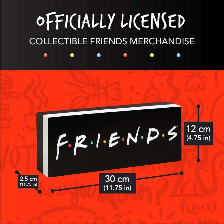 Paladone Friends Logo Light - Officially Licensed Friends TV Show - USB or Battery Powered Décor, Black and White