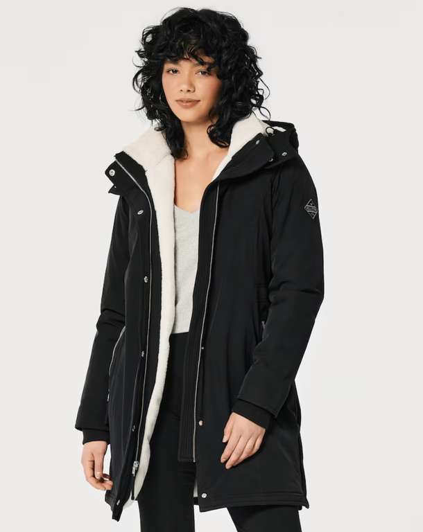 HOLLISTER Ladies Black Faux Fur Lined All Weather Parka £59.40 With Click & Collect @ Hollister