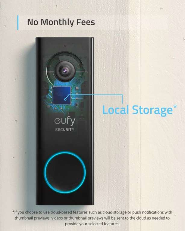 eufy Security Wi-Fi Video Doorbell 2K, No Fees, Local Storage, Wireless Chime Requires Existing Doorbell Wires Sold by AnkerDirect UK FBA