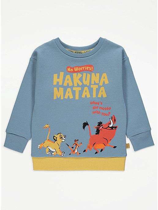 Disney The Lion King Hakuna Matata Slogan Print Sweatshirt 1-6 years £4 free click and collect @ Asda George