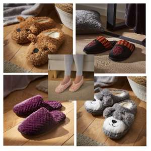 Half Price on Selected Slippers - Prices fom £2, e.g, Dotty Sock Slippers / Cow, Teddy, Dog £4 / Harry Potter £6 (Free Click and Collect)