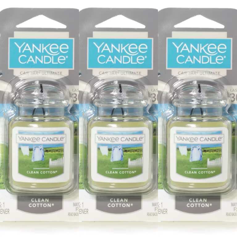 3 x Yankee Candle Car Jar Ultimate Scented Air Freshener | Clean Cotton