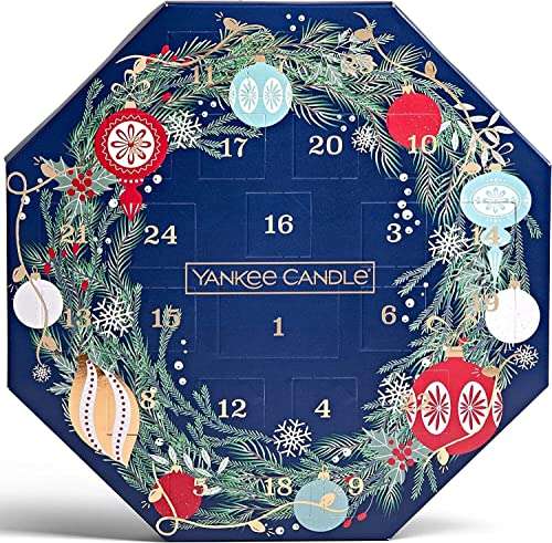 Yankee Candle Wreath Advent Calendar | Christmas Scented Candles Gift Set | 24 Tea Lights & 1 Glass Candle Holder £17.32 @ Amazon